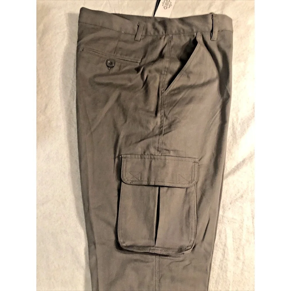 Wicked Stitch Men's 38 4 Way Flex Cargo Work‎ Active Pants Grey Flat Front NEW